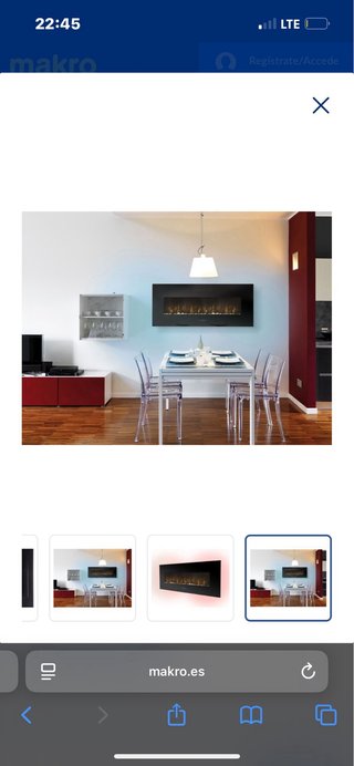 Chimenea eléctrica de pared con mando a distancia