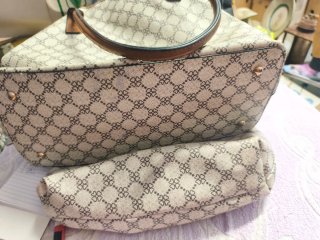 Borsa donna fantasia beige e marrone