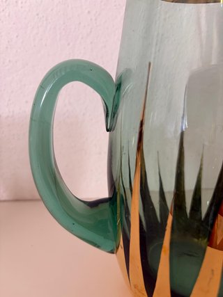 Jarra y vasos de cristal soplado dorado
