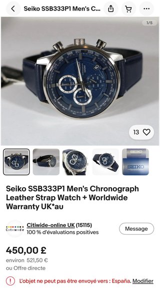 Seiko Cronógrafo SSB333P1 - Set Completo 42 mm