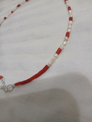 Collar perlas río y coral