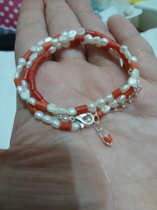 Collar perlas río y coral