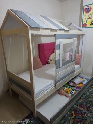 Cama infantil casita madera