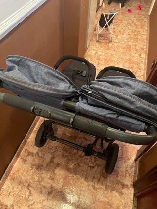 Carrito Gemelar Doble Azul