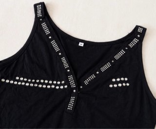 Pack 2 tops negros elegantes con pedrería