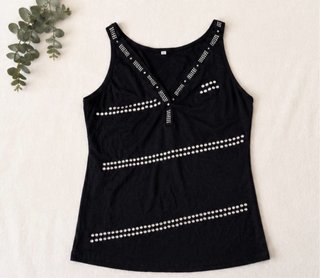 Pack 2 tops negros elegantes con pedrería