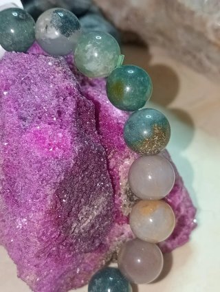 Pulsera elástica jaspe oceánico natural