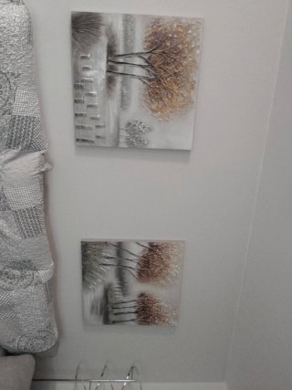 2 Cuadros Decorativos Árboles Dorado/Gris