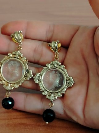 Orecchini vintage con cammeo e onice