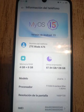 ZTE Blade A76 4GB+8GB Z2474 Negro