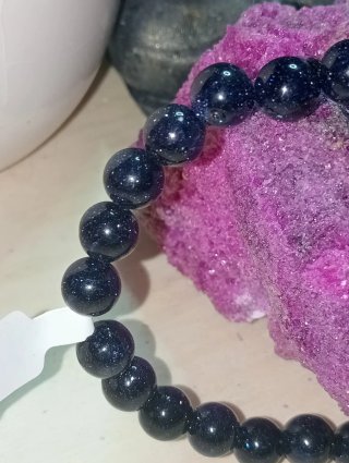 Pulsera Arenisca Natural Azul y Dorada