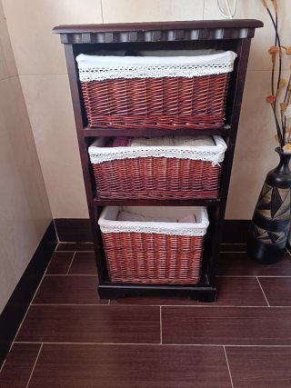 Mueble Cajonera Baño Mimbre y Madera