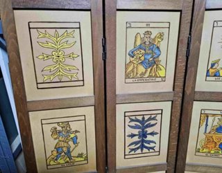 Biombo madera con cartas del tarot pintadas 1968