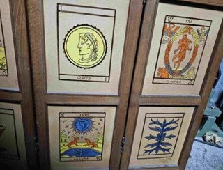 Biombo madera con cartas del tarot pintadas 1968