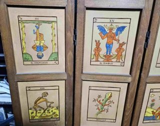 Biombo madera con cartas del tarot pintadas 1968