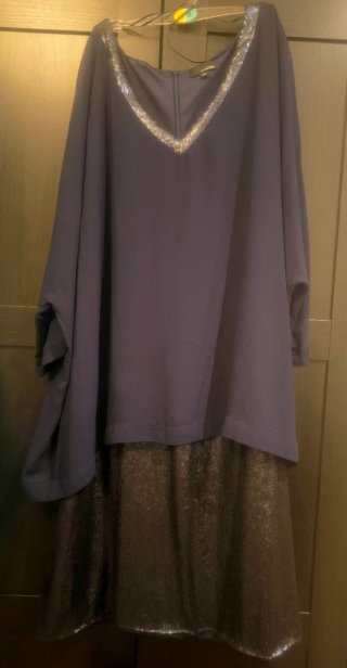 Vestido fiesta punto lentejuelas azul marino