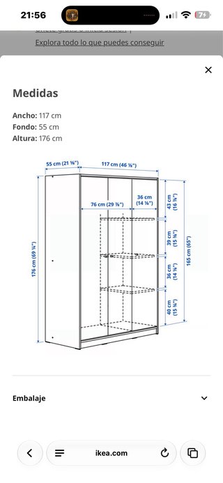 Armario 3 puertas blanco madera