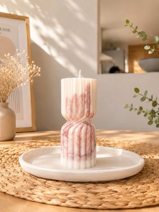 Vela con porta vela efecto mármol