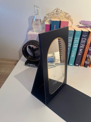 Espejo de mesa azul y dorado