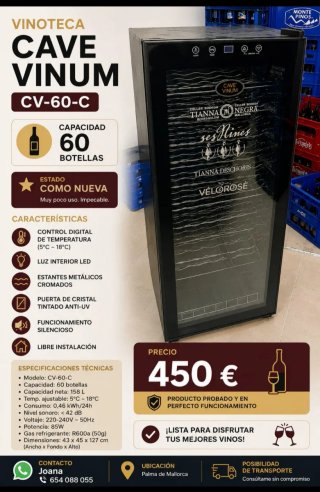 Vinoteca Cave Vinum CV-60-C 60 Botellas