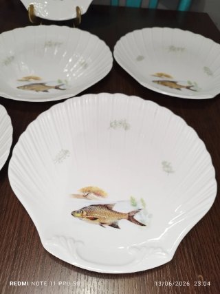LIMOGES VINTAGE 6 PLATOS LLANOS PESCADO