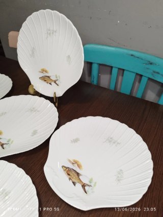 LIMOGES VINTAGE 6 PLATOS LLANOS PESCADO