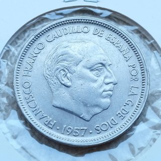 Bonita moneda de 50 pesetas 1957 estrella 58