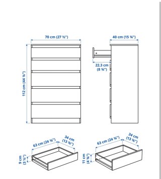 Cómoda Ikea 5 cajones blanca 70x112 cm