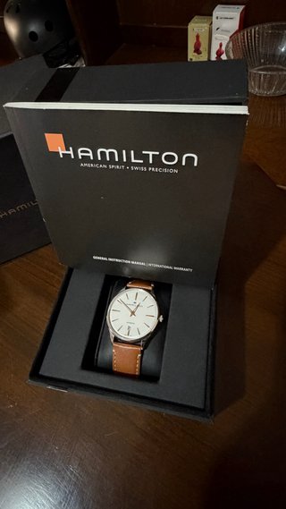 Reloj Hamilton Cuero Marrón y Plata