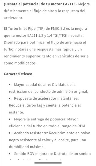 Tubo Admisión Turbo EA211 1.2 1.4 TSI Inlet Pipe