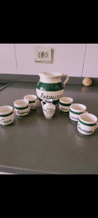 Jarra y 6 Vasos Cerámica Andalucía