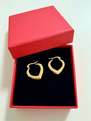 Pendientes Corazón Dorados, acero inoxidable 14k