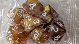 Set Dados D&D Rol 7 Piezas Amarillo/Marrón