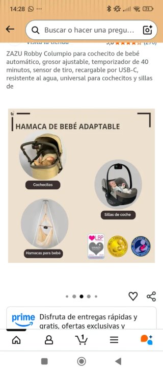 ZAZU Robby Columpio Cochecito Bebé USB-C