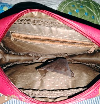Bolso de piel mujer rojo y beige