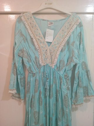 Vestido Boho Turquesa Talla Única