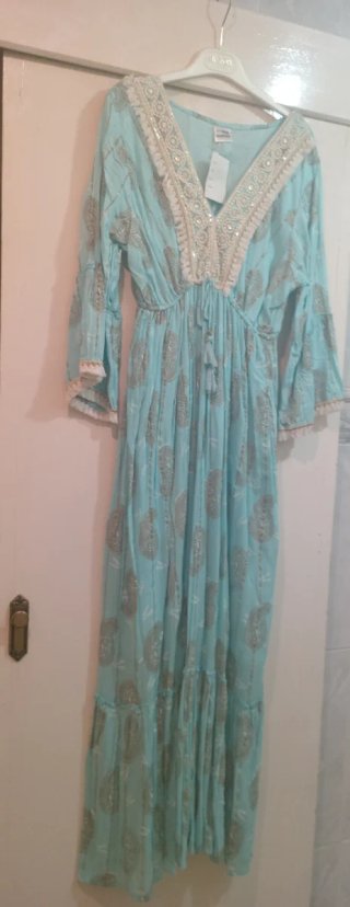 Vestido Boho Turquesa Talla Única