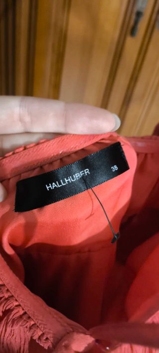Vestido Hallhuber Seda Naranja/Rojo