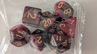 Set Dados D&D Rol 7 Piezas Rojo/Negro Precintados