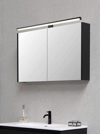 Lampara aplique pared baño 60cm negro "trio lino"