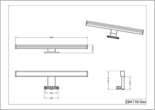 Lampara aplique pared baño 60cm negro "trio lino"
