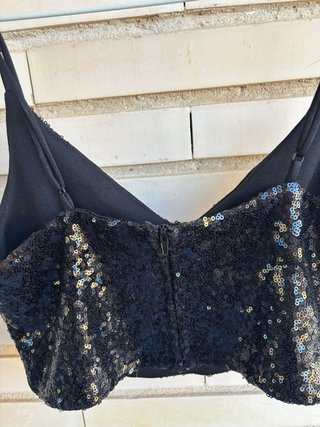Top lentejuelas negro talla M