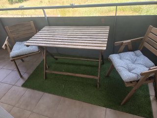 Conjunto mesa y 2 sillas jardín exterior