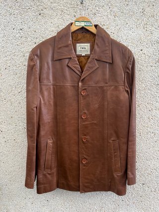 Chaqueta Cuero Marrón Hombre F&Co Talla M