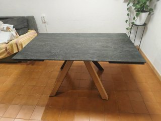 Mesa Comedor Extensible piedra y Madera