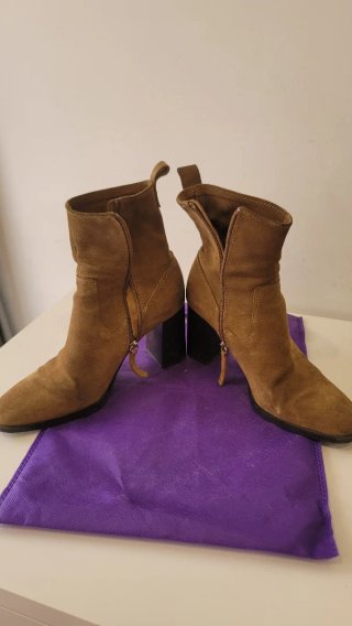 Botines Zara ante tacón marrón