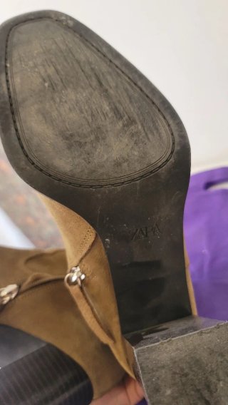 Botines Zara ante tacón marrón