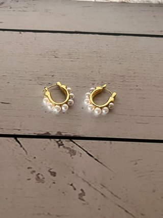 Pendientes Aro Perlas Dorados