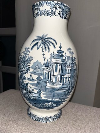 Jarrón La Cartuja de Sevilla Azul y Blanco
