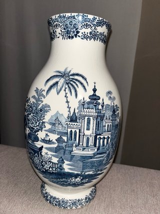 Jarrón La Cartuja de Sevilla Azul y Blanco